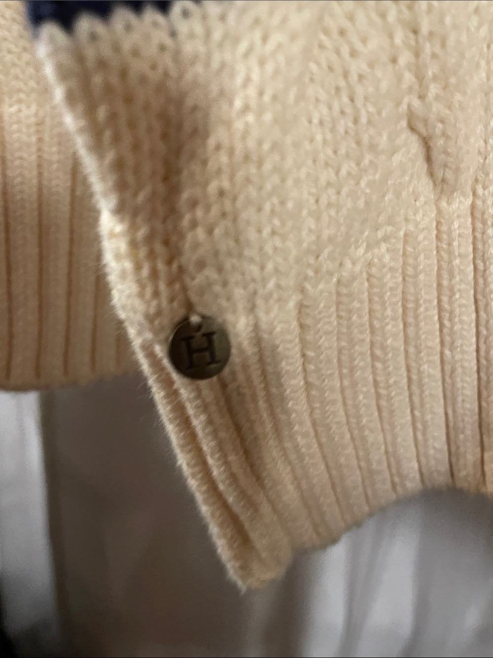 Hatley Cream & Navy Button Neck Striped Cable-Knit Sweater - Picture 6 of 6